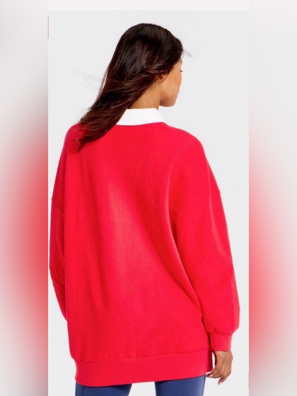 SALEđJoyLab Red Rugby Pullover with White Collar - Picture 2 of 4